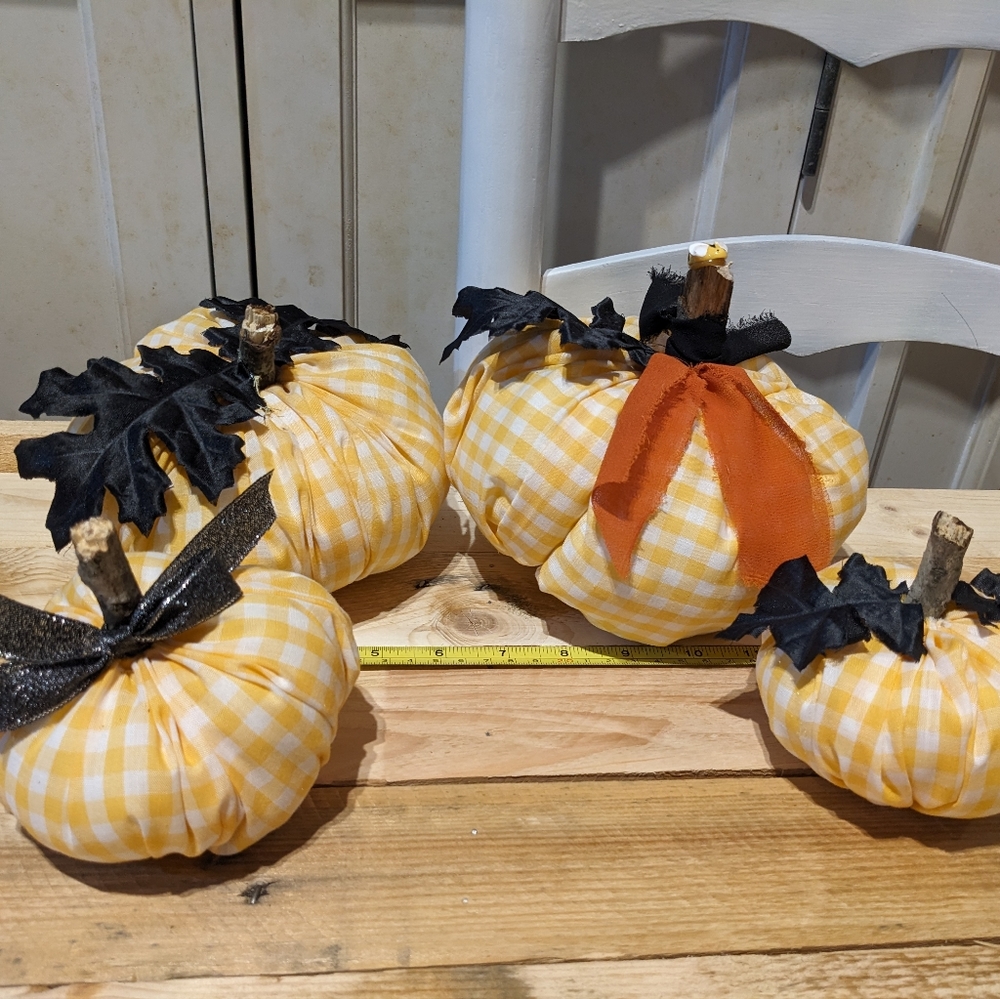 Handmade Yellow Checkered Pumpkins